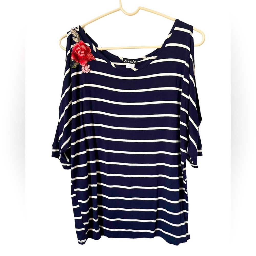 Fig and Blu Striped Rose Top